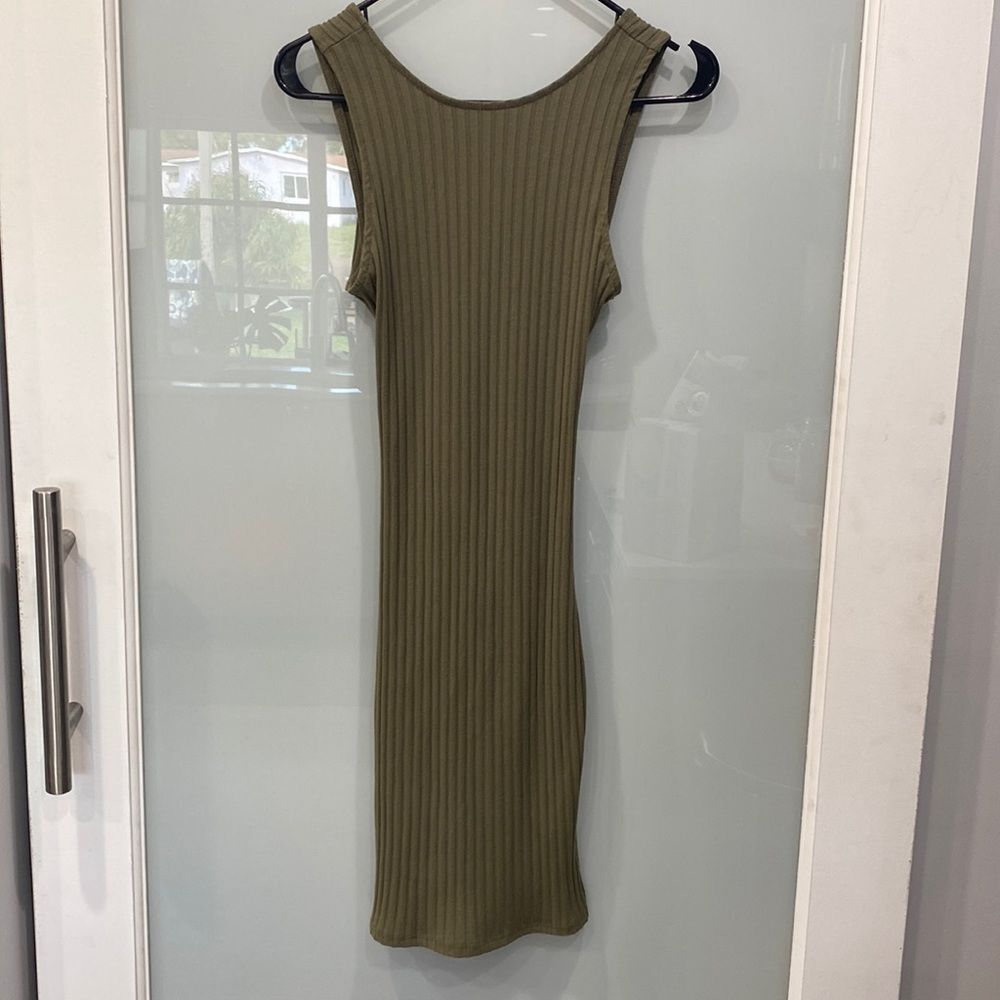 Dark Green Bodycon Stretchy Sleeveless Y2K Dress F21 Forever 21 Sz M